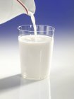 Versando un bicchiere di latte — Foto stock