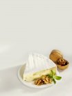 Piece of Brie with walnuts — Stock Photo
