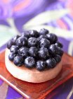 Blueberry tartlet on board — Stock Photo