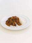 Chilli con carne with rice — Stock Photo