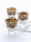 Yogurt con cereali in bicchieri — Foto stock