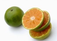 Fresh green tangerines — Stock Photo