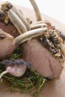 Roasted Rack of lamb with herb crust — Stock Photo