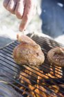 Carne di maiale cruda su griglia — Foto stock
