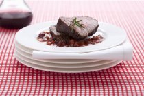 Roast beef with red wine sauce — Stock Photo
