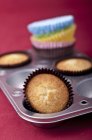 Cupcakes in muffin tin — Stock Photo