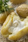 Bratkartoffeln mit saurer Sahne — Stockfoto