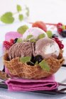 Wafer with ice cream — Stock Photo