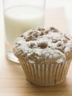 Muffin aux noix saupoudré de sucre glace — Photo de stock