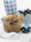 Blueberry muffin and fresh blueberries — Stock Photo