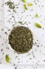 Top view of dried mint in a glass — Stock Photo