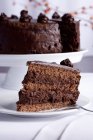 Schokoladenkuchen mit Tortenresten — Stockfoto