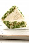 Salmon sandwich with chives — Stock Photo