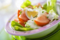 Листя салату, яйце, помідор — стокове фото