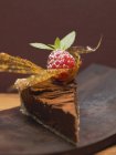 Square piece of chocolate tart — Stock Photo