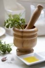 Ingredients for parsley pesto — Stock Photo