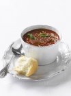 Gazpacho in  soup bowl — Stock Photo