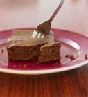 Chocolate brownie on plate — Stock Photo