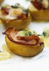 Baked potatoes with ham — Stock Photo