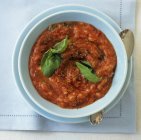 Bread and tomato soup — Stock Photo