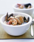 Bowl of seafood soup — Stock Photo