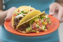 Two tacos on plate — Stock Photo