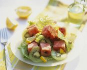 Serving of watermelon and kiwi sald — Stock Photo