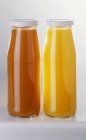 Дві пляшки фруктового соку — стокове фото