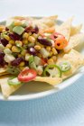 Nachos with beans and sweetcorn — Stock Photo