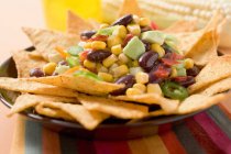 Nachos with beans and sweetcorn — Stock Photo