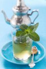 Verre de thé à la menthe poivrée — Photo de stock