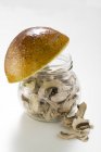 Dried ceps in jar — Stock Photo