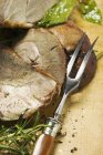 Sliced Roasted leg of lamb — Stock Photo