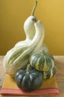 Pumpkins and squashes on fabric — Stock Photo