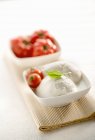 Frische Mozzarella-Bällchen und Tomaten — Stockfoto