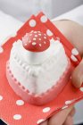 Cake with marzipan fly agaric — Stock Photo