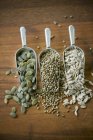Гарбузове насіння та насіння конопель у копальнях — стокове фото