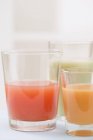 Three different juices in glasses — Stock Photo