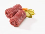 Pieces of raw beef for roulades — Stock Photo