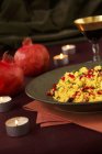 Dish of Pomegranate Couscous — Stock Photo