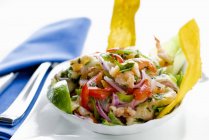 Ceviche with Fried Banana Strips — Stock Photo