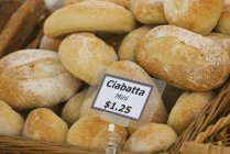 Ciabatta Bread with Price — Stock Photo