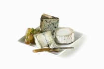 Assiette au fromage avec couteau — Photo de stock