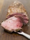 Roasted veal fillet with slice — Stock Photo