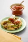 Tacos Topped with Salsa — Stock Photo