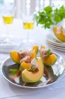 Melon with ham starters — Stock Photo