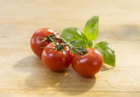 Rote Tomaten und Basilikum — Stockfoto