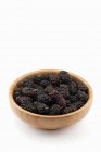 Fresh Mulberries in wooden bowl — Stock Photo