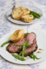 Roast beef with Yorkshire pudding — Stock Photo