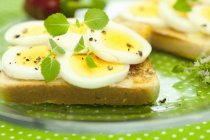 Toast with egg and mint — Stock Photo